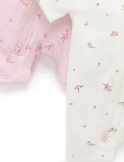 Blossom 2 Pack Short Zip Growsuit