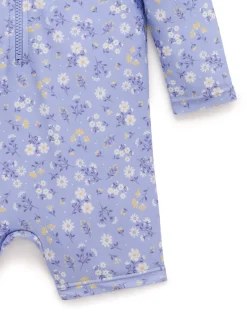 Blue Daisy Long Sleeve Rashie Sunsuit