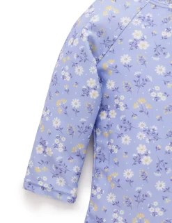 Blue Daisy Long Sleeve Swimsuit