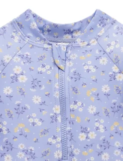Blue Daisy Long Sleeve Swimsuit