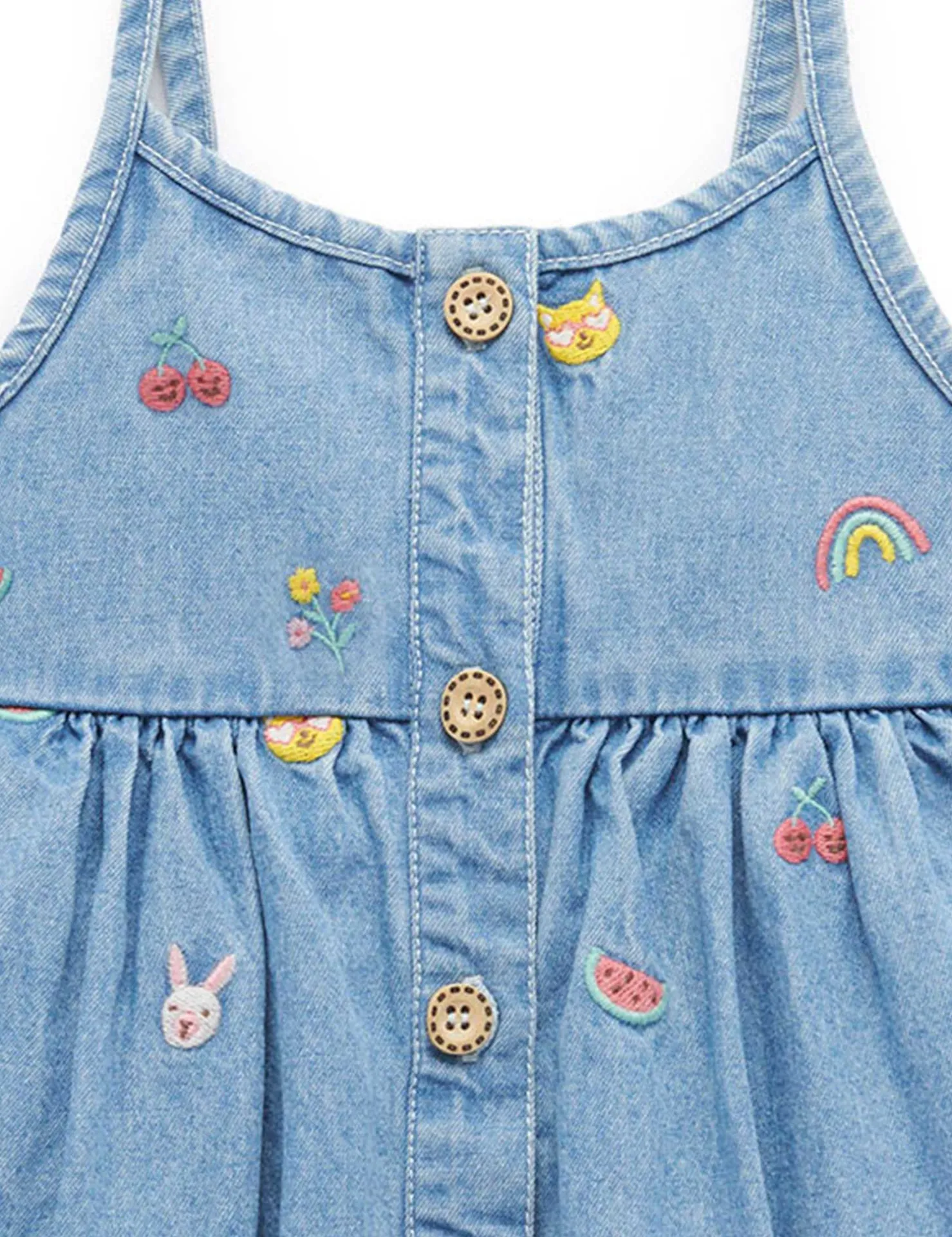 Chambray Broderie Dress