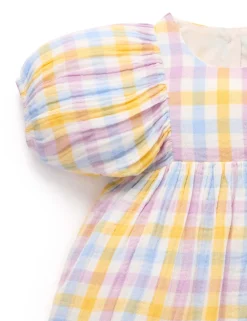 Check Gathered Dress