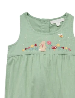 Embroidered Corduroy Romper