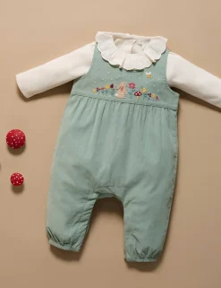 Embroidered Corduroy Romper