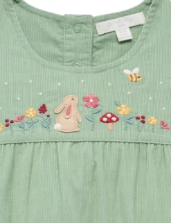 Embroidered Corduroy Romper