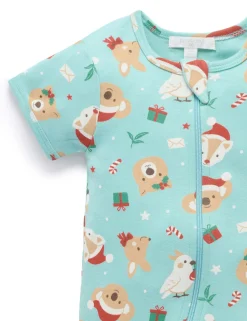 Festive Friends Short Sleeve Zip Growsuit