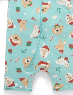Festive Friends Short Sleeve Zip Growsuit
