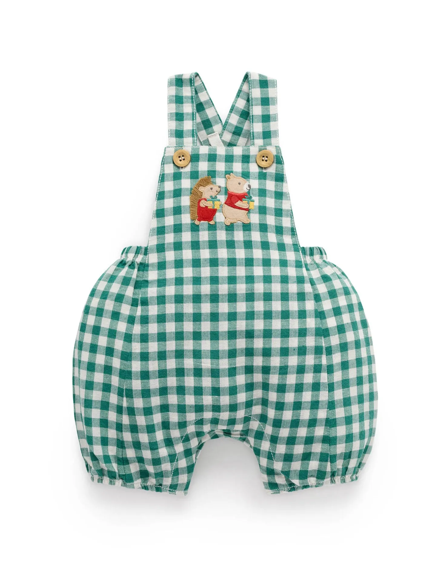 Festive Gingham Overalls