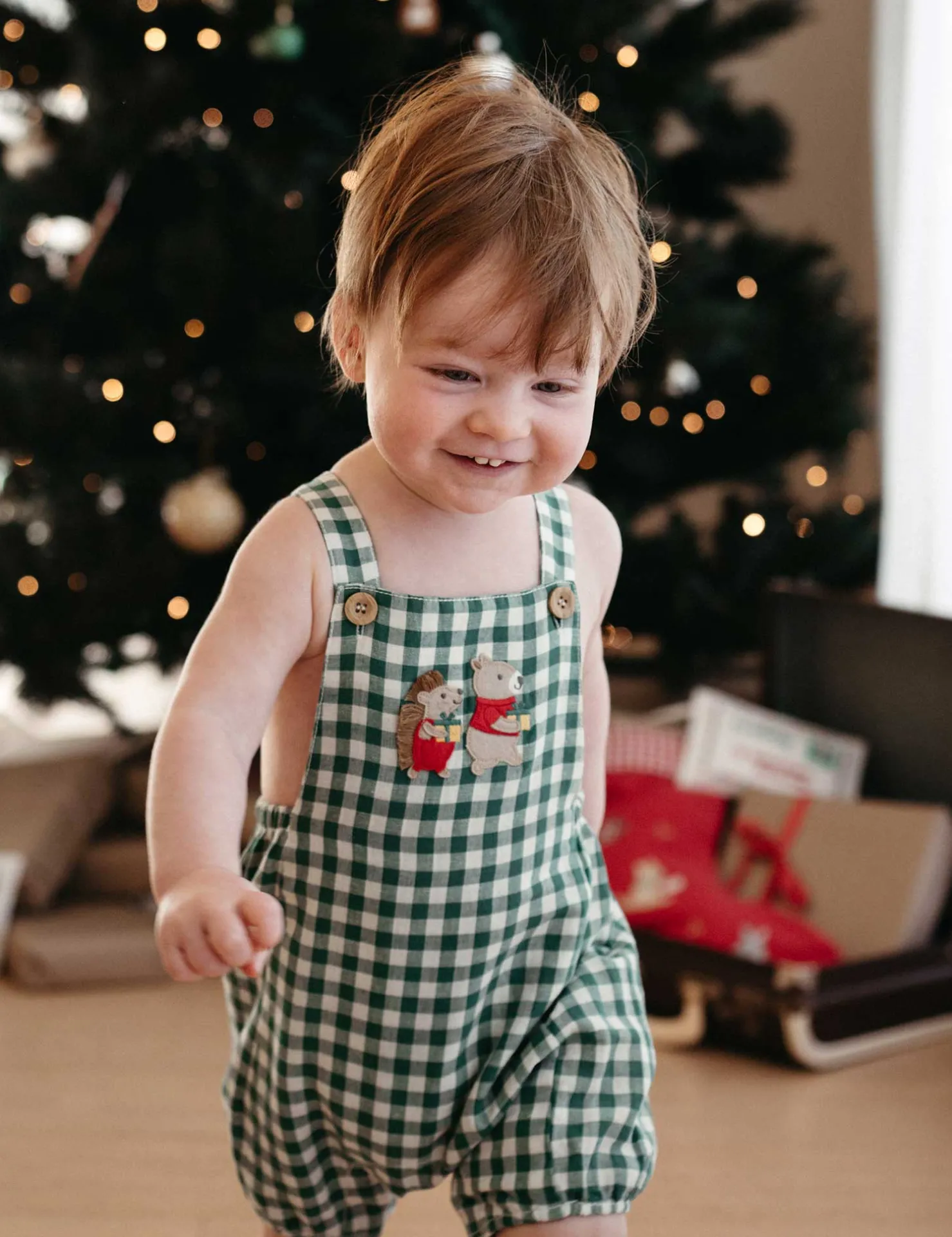 Festive Gingham Overalls