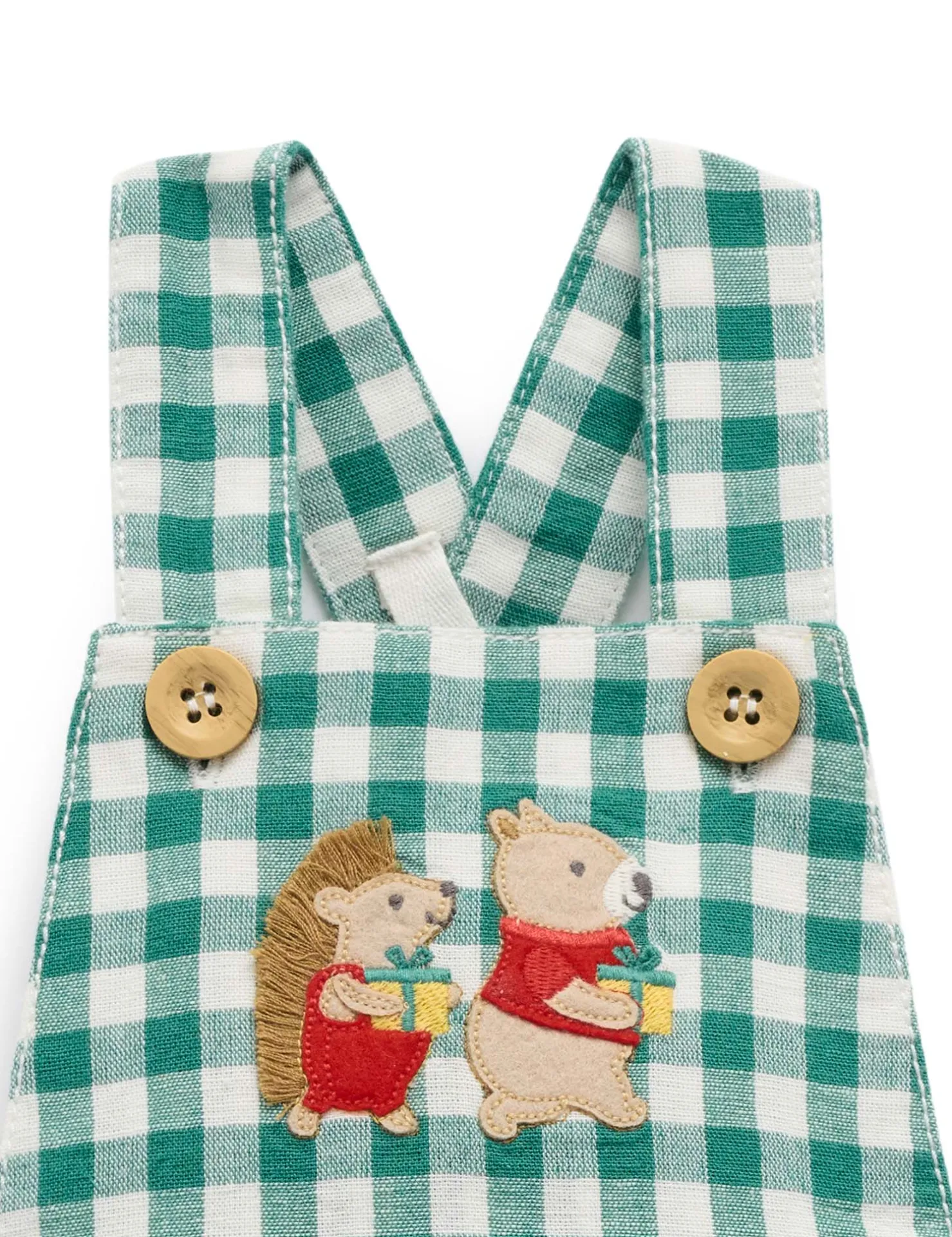 Festive Gingham Overalls