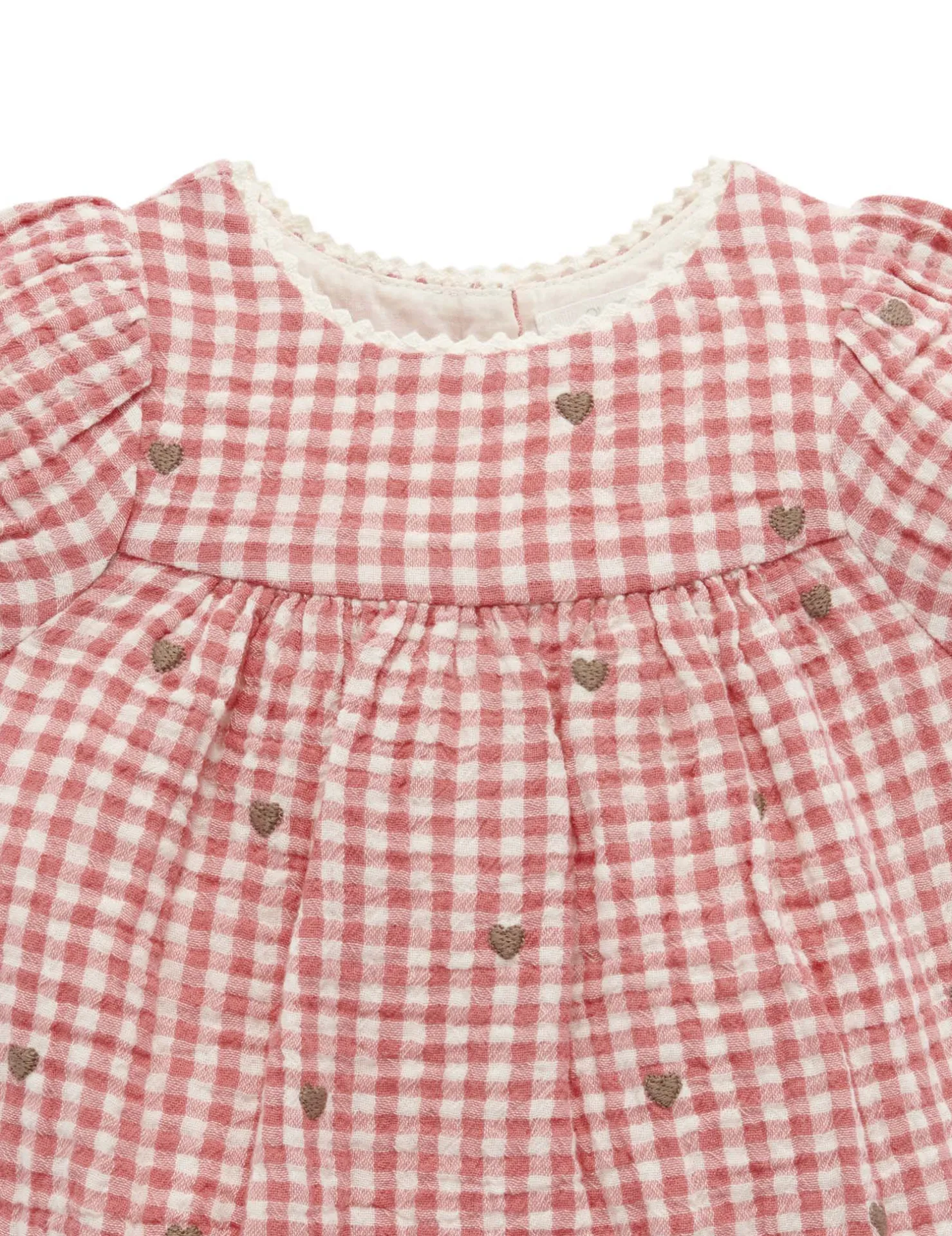 Heart Embroidered Romper
