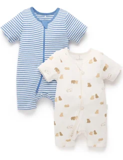 Little Bear 2 Pack Short Zip Growsuit