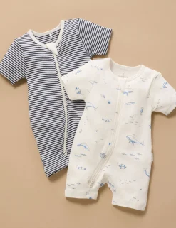 Nautical 2 Pack Short Zip Growsuit
