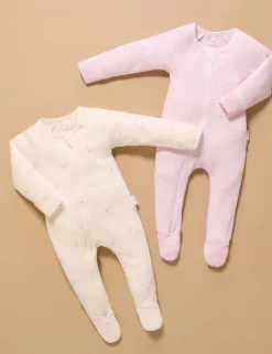 Pink Bear 2 Pack Zip Growsuit