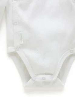 Pointelle Long Sleeve Wrap Bodysuit