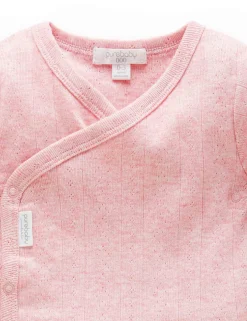 Pointelle Long Sleeve Wrap Bodysuit