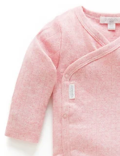 Pointelle Long Sleeve Wrap Bodysuit