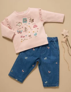 Pull On Embroidered Jeans