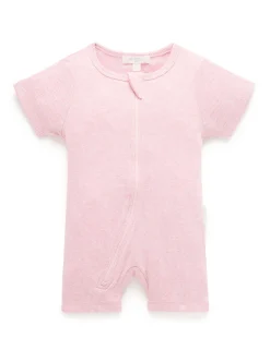 Short Ribbed Zip Growsuit