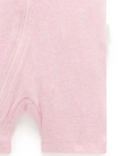 Short Ribbed Zip Growsuit