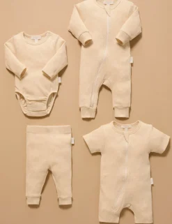 Short Ribbed Zip Growsuit