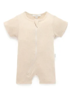 Short Ribbed Zip Growsuit