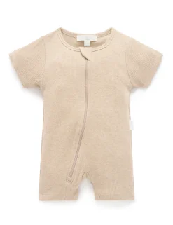 Short Ribbed Zip Growsuit