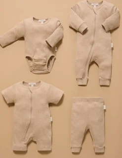 Short Ribbed Zip Growsuit