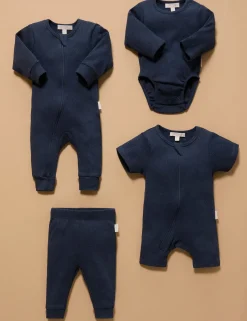 Short Ribbed Zip Growsuit
