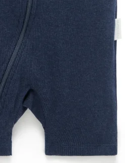 Short Ribbed Zip Growsuit
