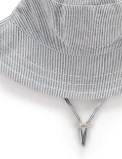 Striped Linen Blend Bucket Hat