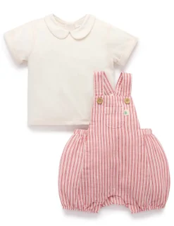 Striped Overall Set
