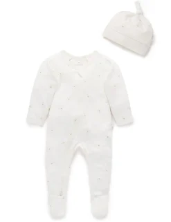 Vanilla Bear Zip Growsuit & Hat Set